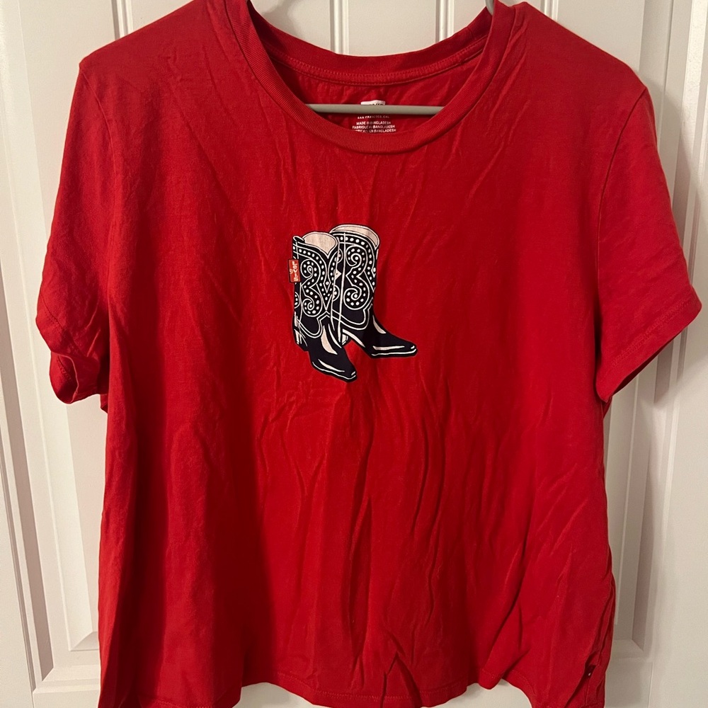 Levi's Red Short Sleeve Tee with Boot Design